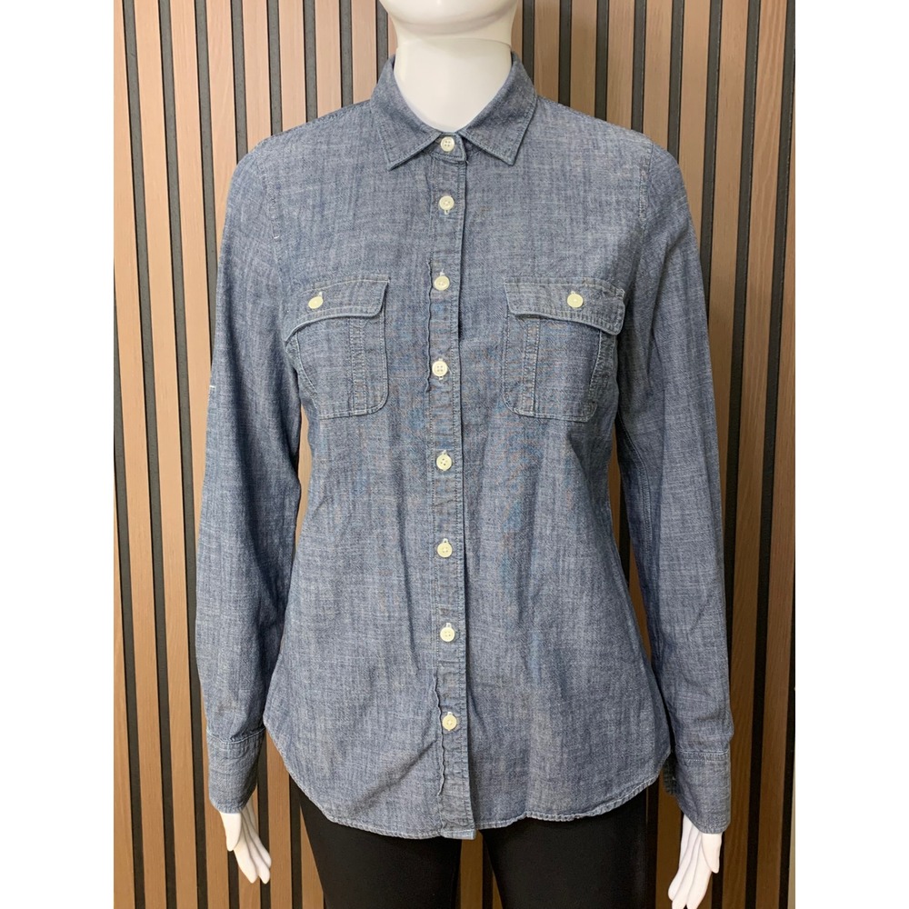 J.Crew The Perfect Shirt Women's Blue Chambray Paisley Cotton Button Down XS